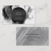 白黒グレー水色（ばちゃばちゃ）跳ねる モダン 名刺 (正面/裏面)