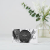 白黒グレー水色（ばちゃばちゃ）跳ねる モダン 名刺 (スタンド正面)