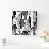 白黒グレー迷彩ローマ数字時計 スクエア壁時計 (ホーム)