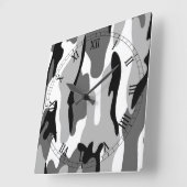 白黒グレー迷彩ローマ数字時計 スクエア壁時計 (傾斜)