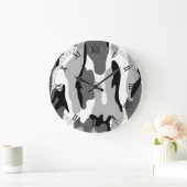 白黒グレー迷彩ローマ数字時計 ラージ壁時計 (ホーム)