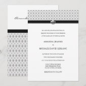 白黒グレー（紋章の）フラ・ダ・リパ結婚ターン 招待状 (正面/裏面)