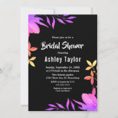 白黒グローネオンフローラブライダルシャワー 招待状 (正面)