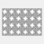 白黒ケルトスタイル包装紙セット ラッピングペーパーシート (正面)