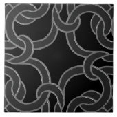 白黒ケルト結び目模様シームレスパターンタイル タイル (正面)