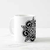 白黒ケルト結び目模様 コーヒーマグカップ (正面左)