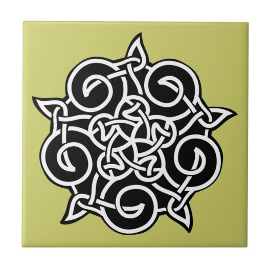 白黒ケルト結び目模様 タイル (正面)