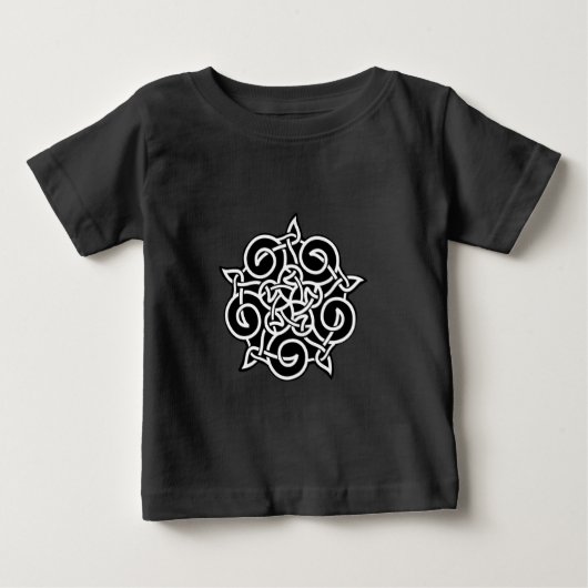 白黒ケルト結び目模様 ベビーTシャツ (正面)