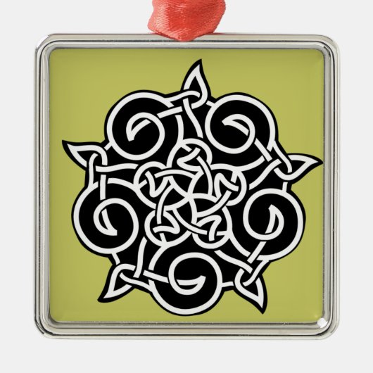 白黒ケルト結び目模様 メタルオーナメント (正面)