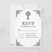 白黒ケルト結婚十字 出欠カード (正面)