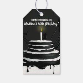 白黒ケーキテーマ誕生日パーティーのお気に入り ギフトタグ