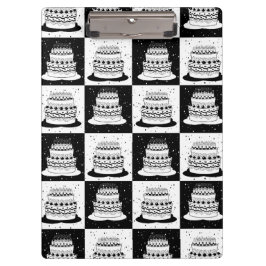 白黒ケーキブ市松模様にロックプリント クリップボード