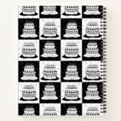 白黒ケーキブ市松模様にロックプリント ノートブック (裏面)