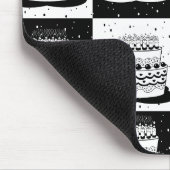 白黒ケーキブ市松模様にロックプリント マウスパッド (コーナー)