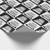 白黒ケーキブ市松模様にロックプリント ラッピングペーパー (角)