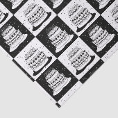 白黒ケーキブ市松模様にロックプリント 薄葉紙 (詳細)