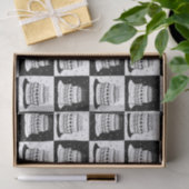 白黒ケーキブ市松模様にロックプリント 薄葉紙 (ギフト)