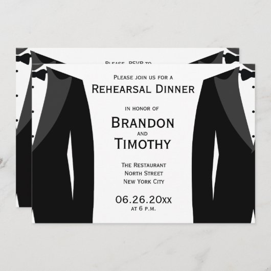 白黒ゲイ結婚のリハーサル招待状 招待状 (正面/裏面)