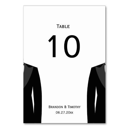 白黒ゲイ結婚の表番号カード テーブルナンバー (正面)