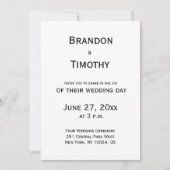 白黒ゲイ結婚式招待状 招待状 (正面)