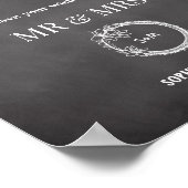 白黒ゲストブック素朴結婚の看板ポスター ポスター (角)