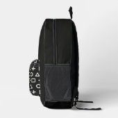 白黒ゲーマーパターン オイニシャル刺繍可 プリントバックパック (右)