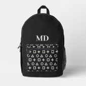 白黒ゲーマーパターン オイニシャル刺繍可 プリントバックパック (正面)