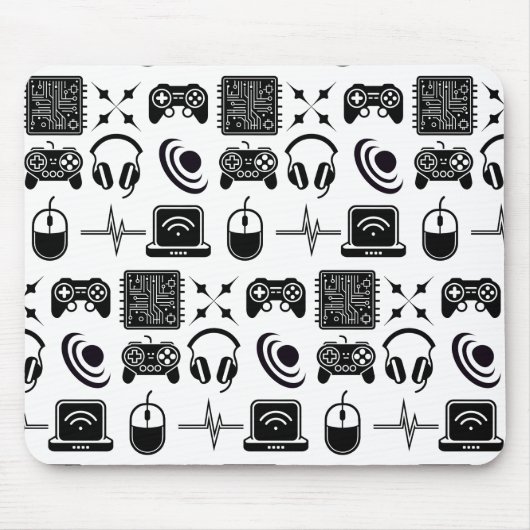 白黒ゲームをテーマにしたゲーム マウスパッド (正面)