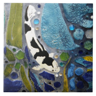 白黒コイのタイル タイル