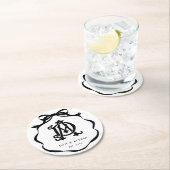 白黒コケット弓の記念日 ラウンドペーパーコースター (インサイチュ)