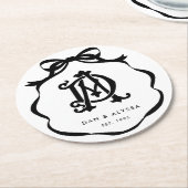 白黒コケット弓の記念日 ラウンドペーパーコースター (アングル)