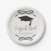 白黒コケット弓ガール卒業パーティー ペーパープレート (正面)