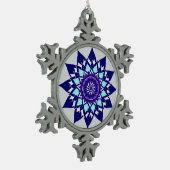 白黒コスモス スノーフレークピューターオーナメント (左)