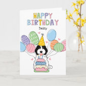 白黒コックポオカバポウドッグハッピーバースデー カード (黄色い花)