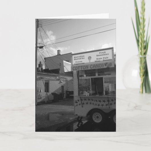 「白黒コットンキャンディースタンド」誕生日カード カード (正面)