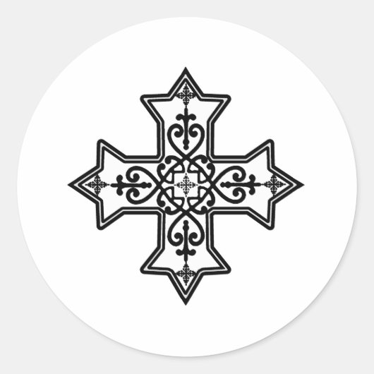 白黒コプト十字 ラウンドシール (正面)