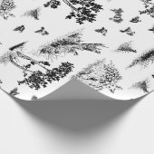 白黒コリンウズラToile De Jouy ラッピングペーパー (角)