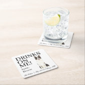 白黒コリー縁どズ結婚ス スクエアペーパーコースター (インサイチュ)