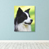 白黒コリー縁どドッグ キャンバスプリント (インサイチュ (ウッドフロア))