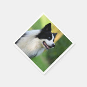 白黒コリー縁どドッグ スタンダードカクテルナプキン (角)