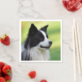 白黒コリー縁どドッグ スタンダードカクテルナプキン (インサイチュ)