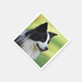 白黒コリー縁どドッグ スタンダードカクテルナプキン (角)