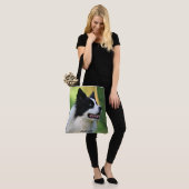 白黒コリー縁どドッグ トートバッグ (モデル)