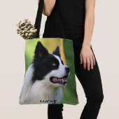 白黒コリー縁どドッグ トートバッグ (クローズアップ)