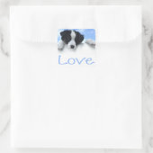 白黒コリー縁どパピー犬ブルーラブ スクエアシール (バッグ)