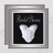 白黒コルセットブライダルシャワー 招待状 (正面/裏面)