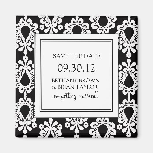 白黒コレクション日付マグネットを保存 マグネット (正面)