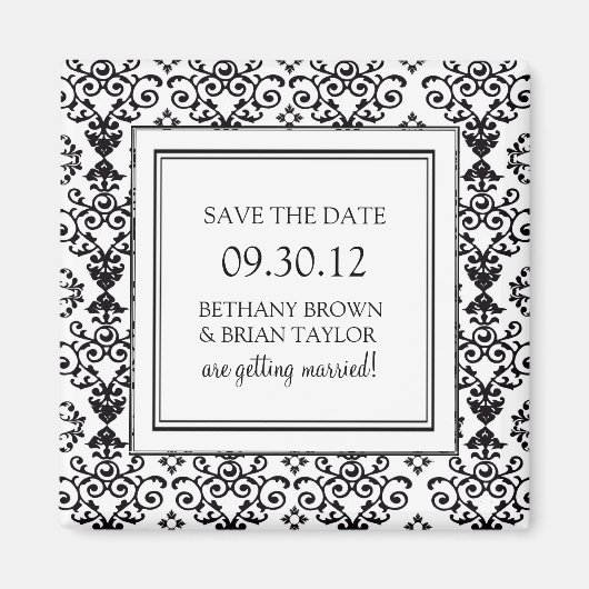 白黒コレクション日付マグネットを保存 マグネット (正面)