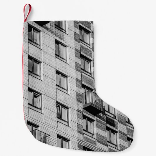 白黒コンクリート建物 スモールクリスマスストッキング (正面)