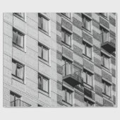 白黒コンクリート建物 ラッピングペーパー (フラット)